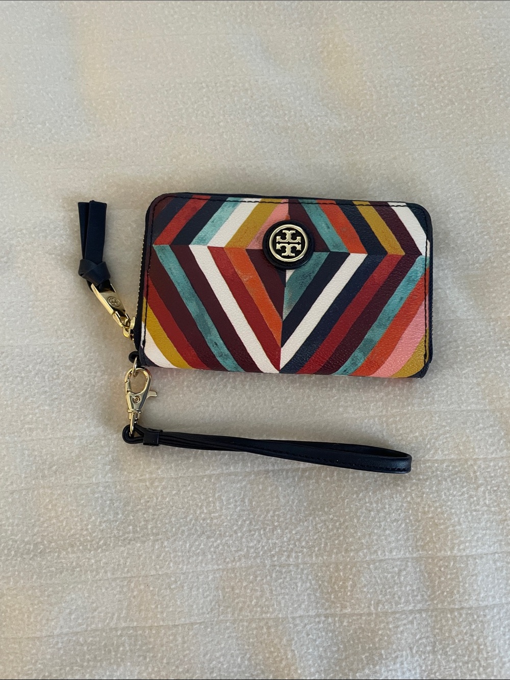 Tory Burch Multicolor Chevron Zip Wristlet Wallet
